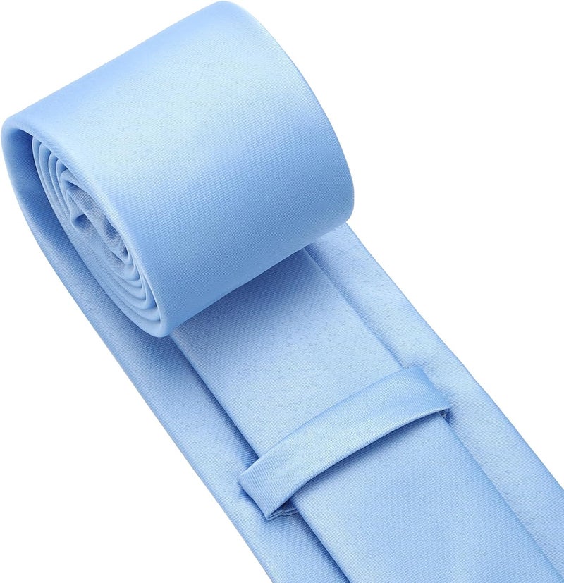 pensee Men's Tie Set Solid Pure Color 3.15" (8CM) Classic Formal Plain Necktie and Pocket Square Set For Men - Image 5